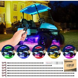 image10L0L Golf Cart Underglow LED Light Strip Kit 14 Modes Underbody Glow Neon Lighting with Wireless Remote Control Sound Active Water Resistant Flexible Tubes 126LEDs 86 Inch 2 Pack6 PackIncl 2 Pack Canopy Lights