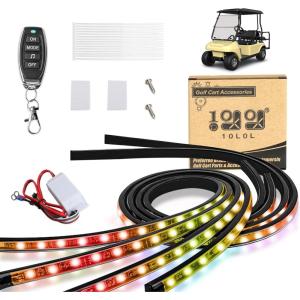 image10L0L Golf Cart Underglow LED Light Strip Kit 14 Modes Underbody Glow Neon Lighting with Wireless Remote Control Sound Active Water Resistant Flexible Tubes 126LEDs 86 Inch 2 Pack4 Pack
