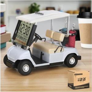 image10L0L Mini Golf Cart Alarm Clock LCD Display Calendar Golf Gifts for Men Fans Golfers Superior Race Souvenir NoveltyWhiteWhite