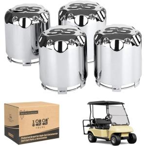 image10L0L Universal Golf Cart Chrome SS Wheel Center Covers for Yamaha EZGO Club Car Golf Cart Chrome Center Hub Caps Fits 8 10 12 Inch Wheels Pack of 4