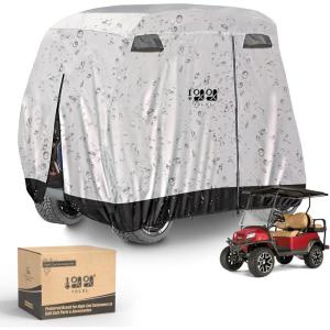 image10L0L Universal Golf Cart Cover 4 Passenger Golf Cart Storage Cover for EZGO Club Car Yamaha Rainproof Waterproof Sunproof Dustproof ProtectionSilver