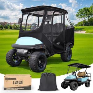 image10L0L Upgrade 4 Passengers Golf Cart Enclosure for Club Car Precedent  Short Roof Deluxe 600D Enhanced Waterproof Transparent Golf Cart Driving Rain Cover with 4 Heavy Duty Zippers