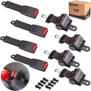 image4 Pack Universal Golf Cart Seat Belts Kit for Yamaha Club Car EZGO GoKart ATV UTV 42 inch Retractable Seat Belts Kit Without Mounting Bar