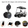 image10L0L Golf Cart Dual USB ChargerUSB PortQuick Charge 30 USB Outlet Universal fit EZGO Club Car and Yamaha Also fit MotorcycleATVBoat etc12V24V Input