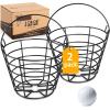 image10L0L Metal Range Golf Ball Baskets with Handle Golf Ball Storage Bucket Holds 50 Balls Each GolfBalls Not Included2PCS Black