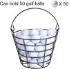 image10L0L Metal Range Golf Ball Baskets with Handle Golf Ball Storage Bucket Holds 50 Balls Each GolfBalls Not Included2PCS Black