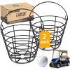 image10L0L Metal Range Golf Ball Baskets with Handle Golf Ball Storage Bucket Holds 50 Balls Each GolfBalls Not Included2PCS Black