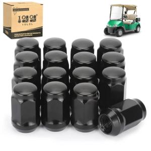 image10L0L 1220 Golf Cart Wheel Lug Nuts Kit for EZGO ampamp Club Car Replace OEM 14723G1 1701160 1010984 1011390 800573 Chrome Set of 16Black