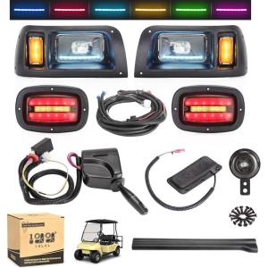 image10L0L Deluxe Golf Cart Light Kit for Club Car DS 12V60V Full Headlight Taillight Kit with RGB Daytime Running Lamp Low High Beam Turn Signal Horn Brake Pad Hazard BlinkerFor Club Car DS  New Upgrade