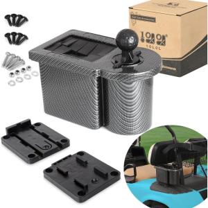 image10L0L Golf Cart Ball Washer and Club Cleaner Kit Detachable Golf Club Head and Ball Washer Golf Cleaner for EZGO Club Car YamahaCarbon Fiber Black