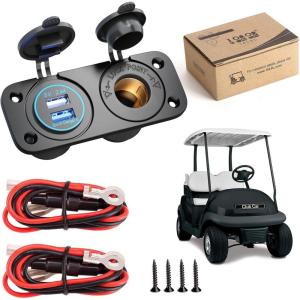image10L0L Golf Cart Cigarette Lighter Outlet ampamp Quick Charge 30 DC 12V Input Waterproof USB Charger Power Socket Adapter Dual USB Ports Panel Universal for EZGO Club Car Yamaha Golf Cart Models