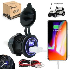 image10L0L Golf Cart Dual USB ChargerUSB PortQuick Charge 30 USB Outlet Universal fit EZGO Club Car and Yamaha Also fit MotorcycleATVBoat etc12V24V Input