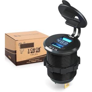 image10L0L Golf Cart Quick Charge 31 Dual USB Charger2 in 1 USB Ports ampamp LED Display Voltage Meter Universal for Club CarEZGO and YamahaMetal Shell Safe Charging Socket 9V48V Wide Voltage Input