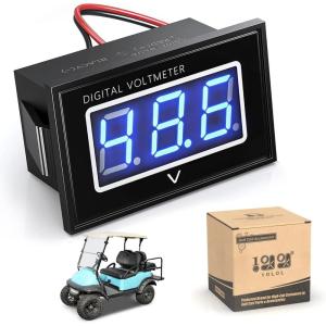 image10L0L Golf Cart Voltage MeterWaterproof Digital Battery Monitor Universal for 12V 24V 36V 48V 60V 72V Golf Cart Club Car EZGO Yamaha and Truck Boat Scooter ATV UTV Voltage Display DC5120V