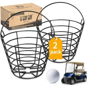 image10L0L Metal Range Golf Ball Baskets with Handle Golf Ball Storage Bucket Holds 50 Balls Each GolfBalls Not Included2PCS Black