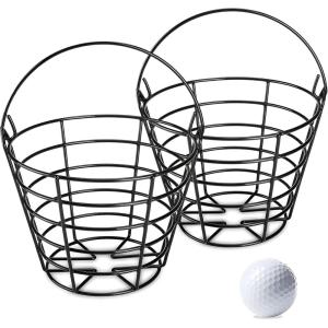 image10L0L Metal Range Golf Ball Baskets with Handle Golf Ball Storage Bucket Holds 50 Balls Each GolfBalls Not IncludedGreen