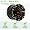 image10L0L 12 Inch Golf Cart Wheel Hubs 4Pack with SS Center Caps  For Yamaha Club Car EZGO  12x7 4  1016 Bolt Pattern 25mm Offset  Durable Powder Coated Aluminum Wheels Overall BlackGolden