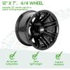 image10L0L 12 Inch Golf Cart Wheel Hubs 4Pack with SS Center Caps  For Yamaha Club Car EZGO  12x7 4  1016 Bolt Pattern 25mm Offset  Durable Powder Coated Aluminum Wheels Overall BlackOverall Black