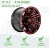image10L0L 12 Inch Golf Cart Wheel Hubs 4Pack with SS Center Caps  For Yamaha Club Car EZGO  12x7 4  1016 Bolt Pattern 25mm Offset  Durable Powder Coated Aluminum Wheels Overall BlackRed