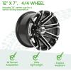 image10L0L 12 Inch Golf Cart Wheel Hubs 4Pack with SS Center Caps  For Yamaha Club Car EZGO  12x7 4  1016 Bolt Pattern 25mm Offset  Durable Powder Coated Aluminum Wheels Overall BlackSurface Black