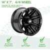 image10L0L 14 Inch Golf Cart Wheel Hubs 4Pack with SS Center Caps  For Yamaha Club Car EZGO  14x7 4  1016 Bolt Pattern 25mm Offset  Durable Powder Coated Aluminum Wheels GoldenOverall Black
