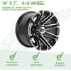image10L0L 14 Inch Golf Cart Wheel Hubs 4Pack with SS Center Caps  For Yamaha Club Car EZGO  14x7 4  1016 Bolt Pattern 25mm Offset  Durable Powder Coated Aluminum Wheels GoldenSurface Black