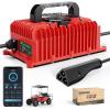 image10L0L 15 Amp 48 Volt Golf Cart Charger for Club Car DS Precedent Smart Golf Cart Battery Charger 3 Battery Types Support Battery Repair Automatic Power Recharge IP67 WaterproofRed