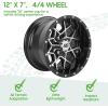 imageUniversal Aluminum 12quot Cross Wheels Set of 4 with SS Center Caps Golf Cart Accessories Lightweight Machined Black Silver For EZGO For Club Car For Yamaha