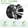 imageUniversal Aluminum 12quot Five spoke Wheels Set of 4 with SS Center Caps Golf Cart Accessories Lightweight Machined Black Silver For EZGO For Club Car For Yamaha