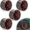 image10L0L 12 Inch Golf Cart Wheel Hubs 4Pack with SS Center Caps  For Yamaha Club Car EZGO  12x7 4  1016 Bolt Pattern 25mm Offset  Durable Powder Coated Aluminum Wheels Overall BlackRed