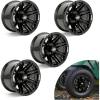 image10L0L 14 Inch Golf Cart Wheel Hubs 4Pack with SS Center Caps  For Yamaha Club Car EZGO  14x7 4  1016 Bolt Pattern 25mm Offset  Durable Powder Coated Aluminum Wheels GoldenOverall Black