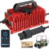image10L0L 15 Amp 48 Volt Golf Cart Charger for Club Car DS Precedent Smart Golf Cart Battery Charger 3 Battery Types Support Battery Repair Automatic Power Recharge IP67 WaterproofRed