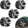 imageUniversal Aluminum 12quot Five spoke Wheels Set of 4 with SS Center Caps Golf Cart Accessories Lightweight Machined Black Silver For EZGO For Club Car For Yamaha