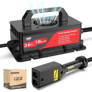 image10L0L 18 AMP 36 Volt Golf Cart Charger for EZGO TXT with D Style Plug Lightweight Smart Charging for Lead Acid Batteries AutoShut Off Protection  BlackRedBlack