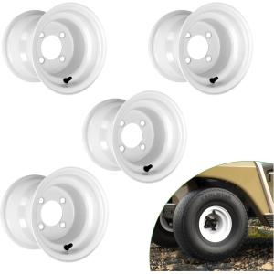 image10L0L 4 Pack 10quot White Steel Golf Cart Wheel Fits Yamaha Club Car EZGO Cushman Centered and 4x1016mm Bolt Pattern8x7  Centered