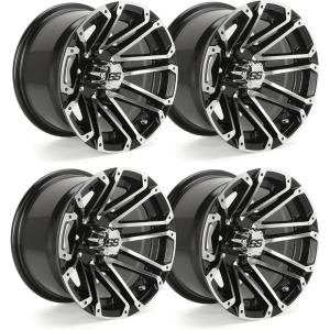 image10L0L 8quot10quot12quot14quot Golf Cart Aluminum Wheels  Upgrade Set of 4 with SS Center Caps  Lightweight Durable Design for Enhanced Handling ampamp Custom Style Machined Black SilverHT036black