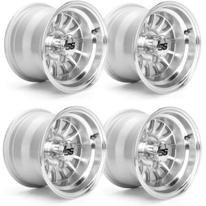 image10L0L 8quot10quot12quot14quot Golf Cart Aluminum Wheels  Upgrade Set of 4 with SS Center Caps  Lightweight Durable Design for Enhanced Handling ampamp Custom Style Machined Black SilverHT011Silver