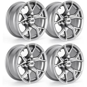 image10L0L 8quot10quot12quot14quot Golf Cart Aluminum Wheels  Upgrade Set of 4 with SS Center Caps  Lightweight Durable Design for Enhanced Handling ampamp Custom Style Machined Black SilverHT052Gloss Gray Full