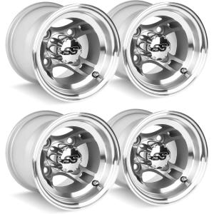 image10L0L 8quot10quot12quot14quot Golf Cart Aluminum Wheels  Upgrade Set of 4 with SS Center Caps  Lightweight Durable Design for Enhanced Handling ampamp Custom Style Machined Black SilverMA063Silver