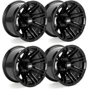 image10L0L 8quot10quot12quot14quot Golf Cart Aluminum Wheels  Upgrade Set of 4 with SS Center Caps  Lightweight Durable Design for Enhanced Handling ampamp Custom Style Machined Black SilverHT036Gloss Black Full