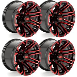 image10L0L 8quot10quot12quot14quot Golf Cart Aluminum Wheels  Upgrade Set of 4 with SS Center Caps  Lightweight Durable Design for Enhanced Handling ampamp Custom Style Machined Black SilverHT036Crimson Metallic HighGloss
