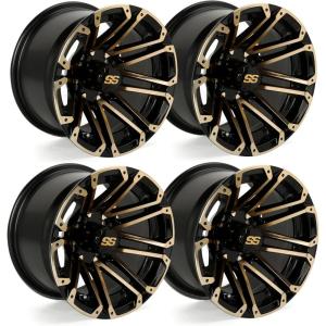 image10L0L 8quot10quot12quot14quot Golf Cart Aluminum Wheels  Upgrade Set of 4 with SS Center Caps  Lightweight Durable Design for Enhanced Handling ampamp Custom Style Machined Black SilverHT036Aurum Gold Luxury Painted