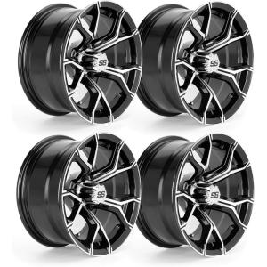 image10L0L 8quot10quot12quot14quot Golf Cart Aluminum Wheels  Upgrade Set of 4 with SS Center Caps  Lightweight Durable Design for Enhanced Handling ampamp Custom Style Machined Black SilverHT052Gloss Black Full