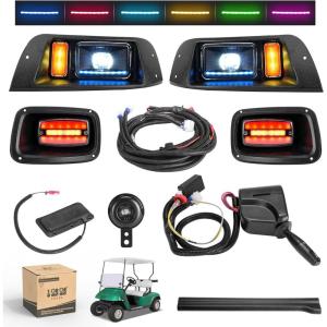 image10L0L Deluxe Golf Cart Light Kit for EZGO TXT 19962013 12V48V Headlight Taillight with RGB Daytime Running Lamp Low High Beam Turn Signal Brake Pad Hazard Light