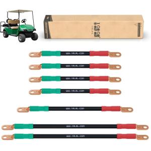 image10L0L Golf Cart Battery Cables 4 Gauge for 36v ampamp 48v EZGO TXT 1994UP ACDC Wire Golf Cart Battery Pure Copper Wiring Kit with Heavy Duty Wire Lugs  Black ampamp Green