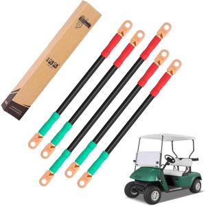 image10L0L Golf Cart Battery Cables Compatible with EZGO TXT 1994UP 36v ampamp 48v Golf Cart Pure Copper ACDC Battery Cable Kit 4 Gauge 5Piece Set