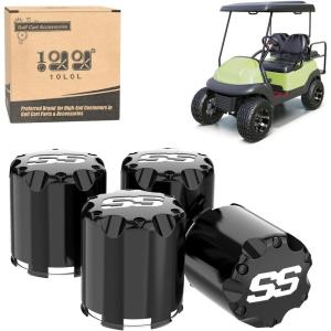 image10L0L Universal Golf Cart SS Wheel Center Cap Cover for Yamaha EZGO Club Car 4 PCS ChromeBlack