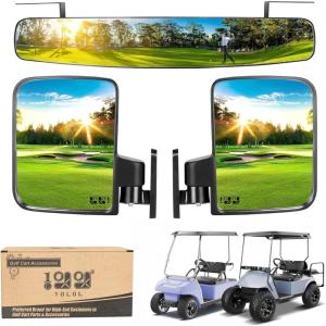 image10L0L Golf Cart Folding Side Mirror and Panoramic Rear View Mirror Kit for Yamaha EZGO Club Car