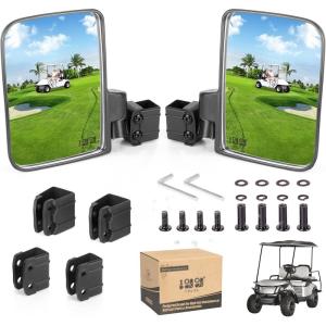image10L0L NoDrill Golf Cart Mirrors  Universal Fit for Yamaha EZGO Club Car  Foldable ampamp VibrationProofBlack Back
