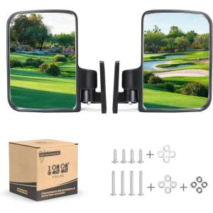 image10L0L Universal Golf Cart Side Mirrors for Yamaha Club Car EZGO Folding Side View Mirror Extra Wide 180 Degree Large Panoramic Mirrors